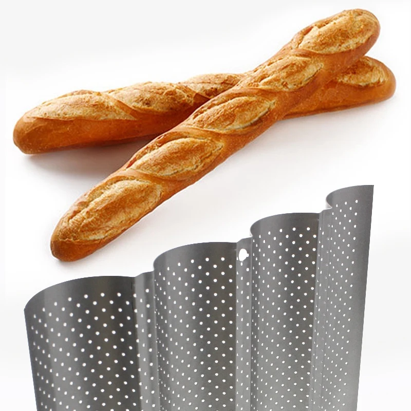 Качество еды антипригарное покрытие перфорированные багет хлебные сковородки 4