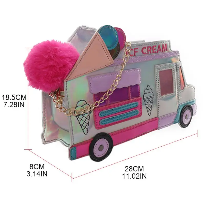 

Women PU Leather Cartoon Ice Cream Car Shaped Shoulder Lady Crossbody Bag Tote