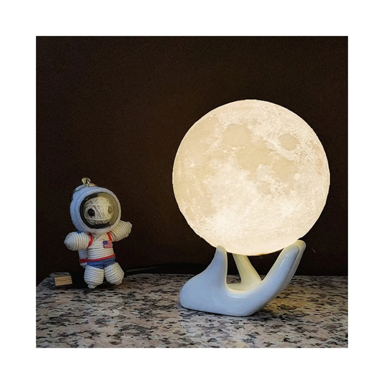

Creative Moon Night Light For Desktop USB Charging And Touch Control Brightness 3D Printed Warm And Cool White Lunar Lamp New