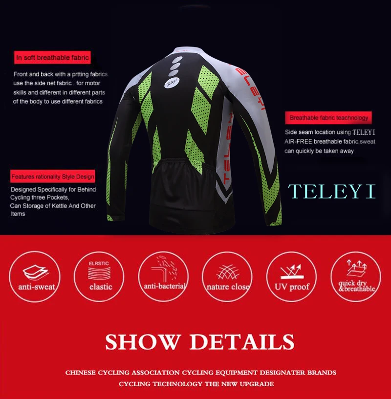 

Teleyi Winter Thermal Fleece Cycling tops Jerseys Long Sleeve Jacket Man MTB Bicycle Racing Bike Clothes Cycling Clothing