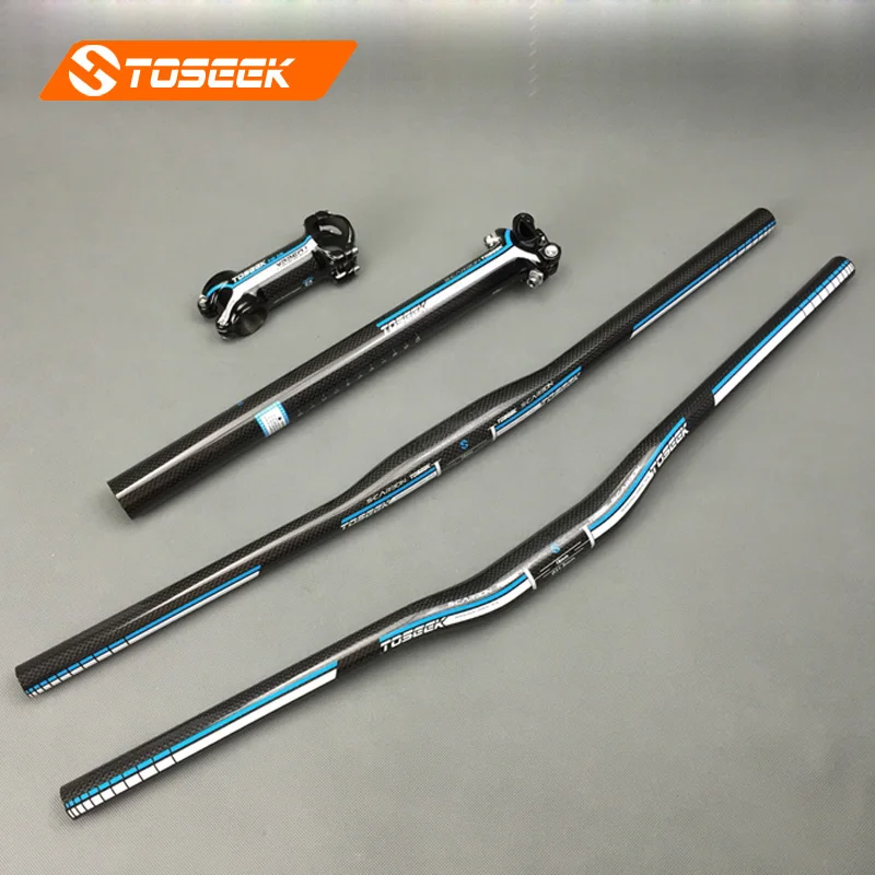 TOSEEK углеродное волокно руль для велосипеда комплекты руля плоского подъема +
