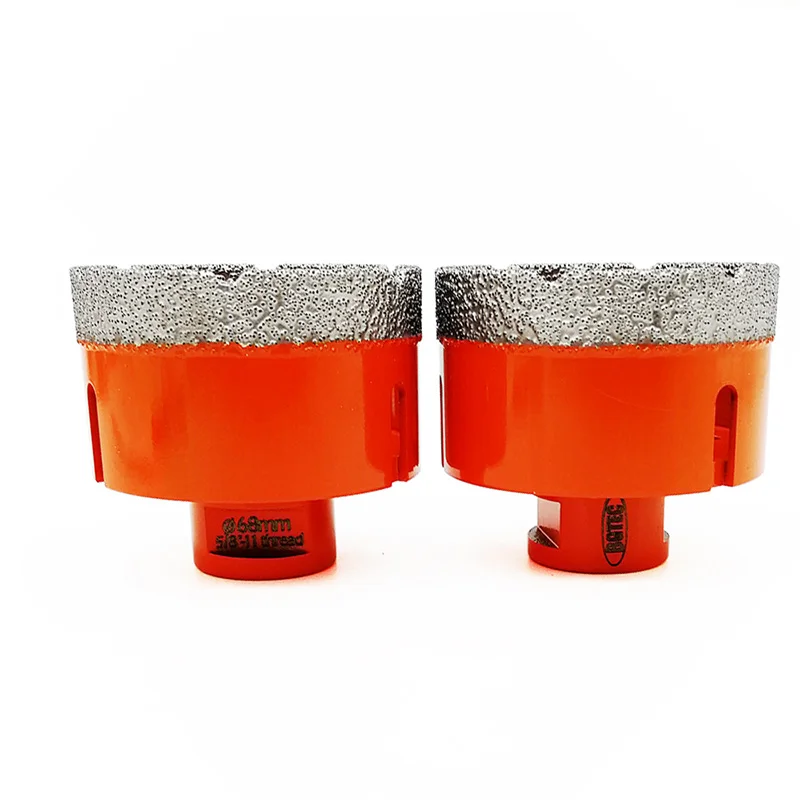 2pc 68mm Vacuum brazed diamond Dry drilling bits 5/8-11 connection Hole saw porcelain tile, granite, marble Drill core bit