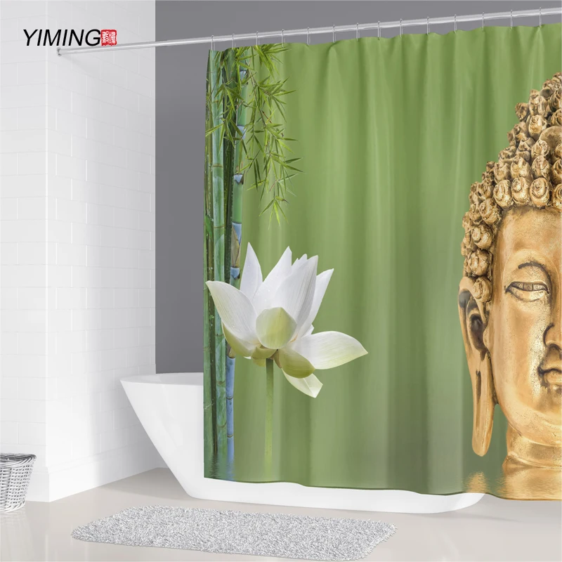 Занавеска для душа YIMING Zen водонепроницаемая занавеска с 3d-камнями Проточная вода