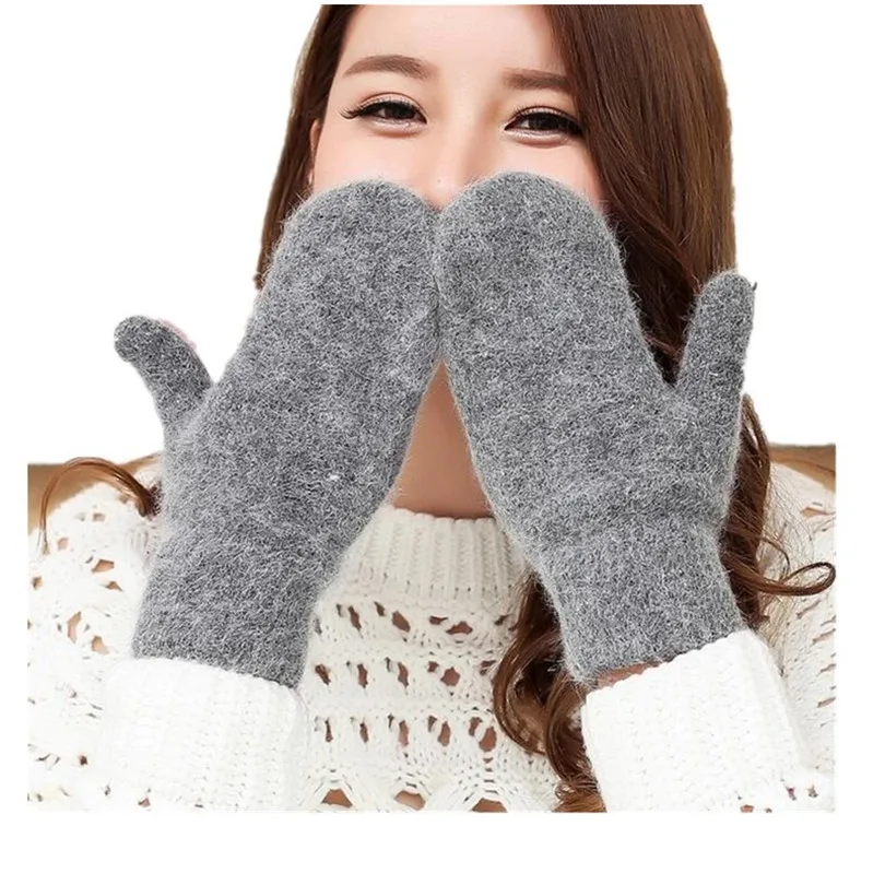 Женские шерстяные перчатки с китайским узлом теплые однотонные 4 цветов для зимы