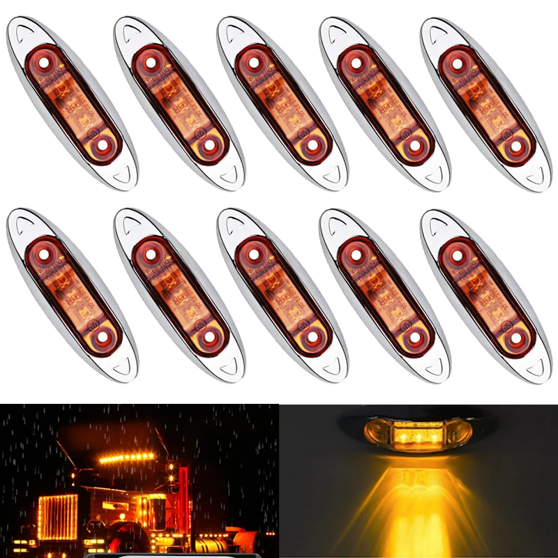 

10PCS 12V LED 24V LED Side Marker Lights Parking lights Camion caravan Lorry Yellow Trailer Light toy Truck Accessories