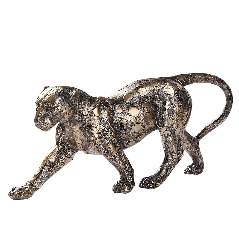 

Леопардовая скульптура ручной работы, искусственный декор из смолы для гостиной, дикое животное, хищник джунглей, украшение для офиса, наст...