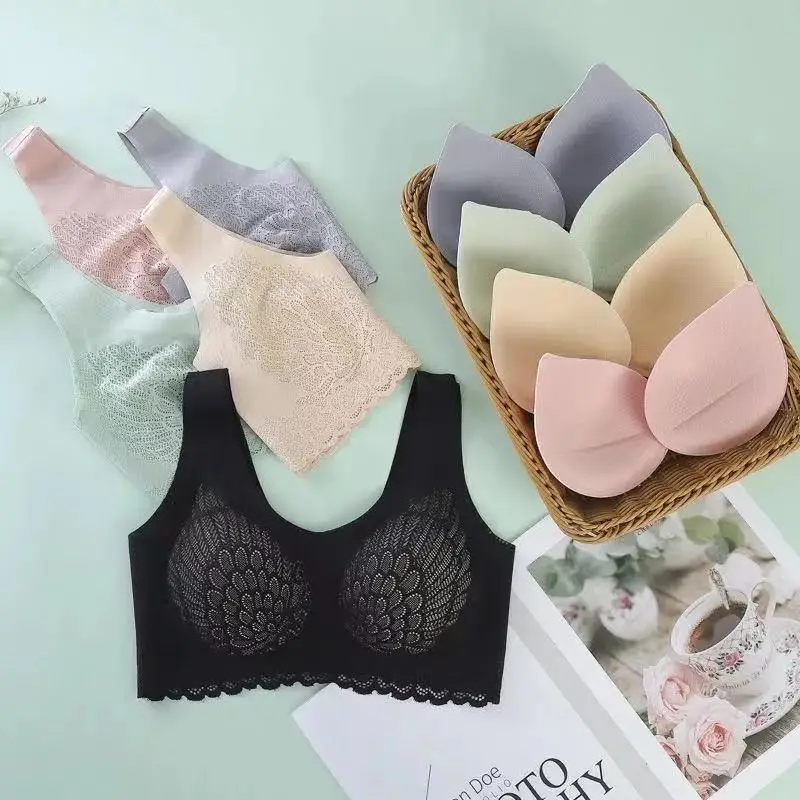 

Plus Size Bra 3XL4XL Seamless Bras For Women Underwear BH Sexy Lace Brassiere Push Up Bralette With Pad Vest Top Bra