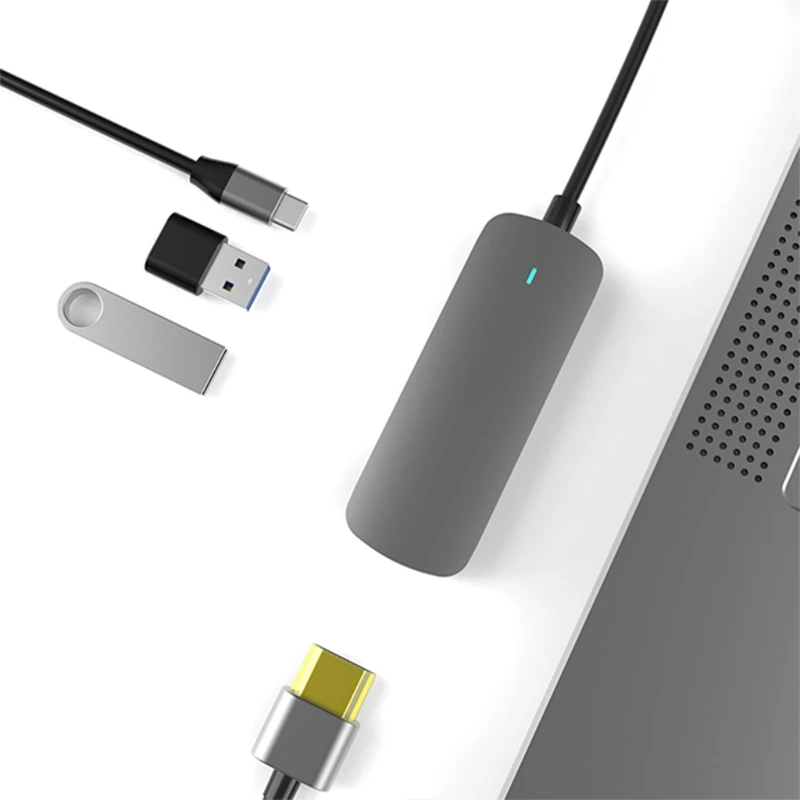 

USB C-хаб, 4 в 1, USB C-HDMI-совместимая док-станция PD