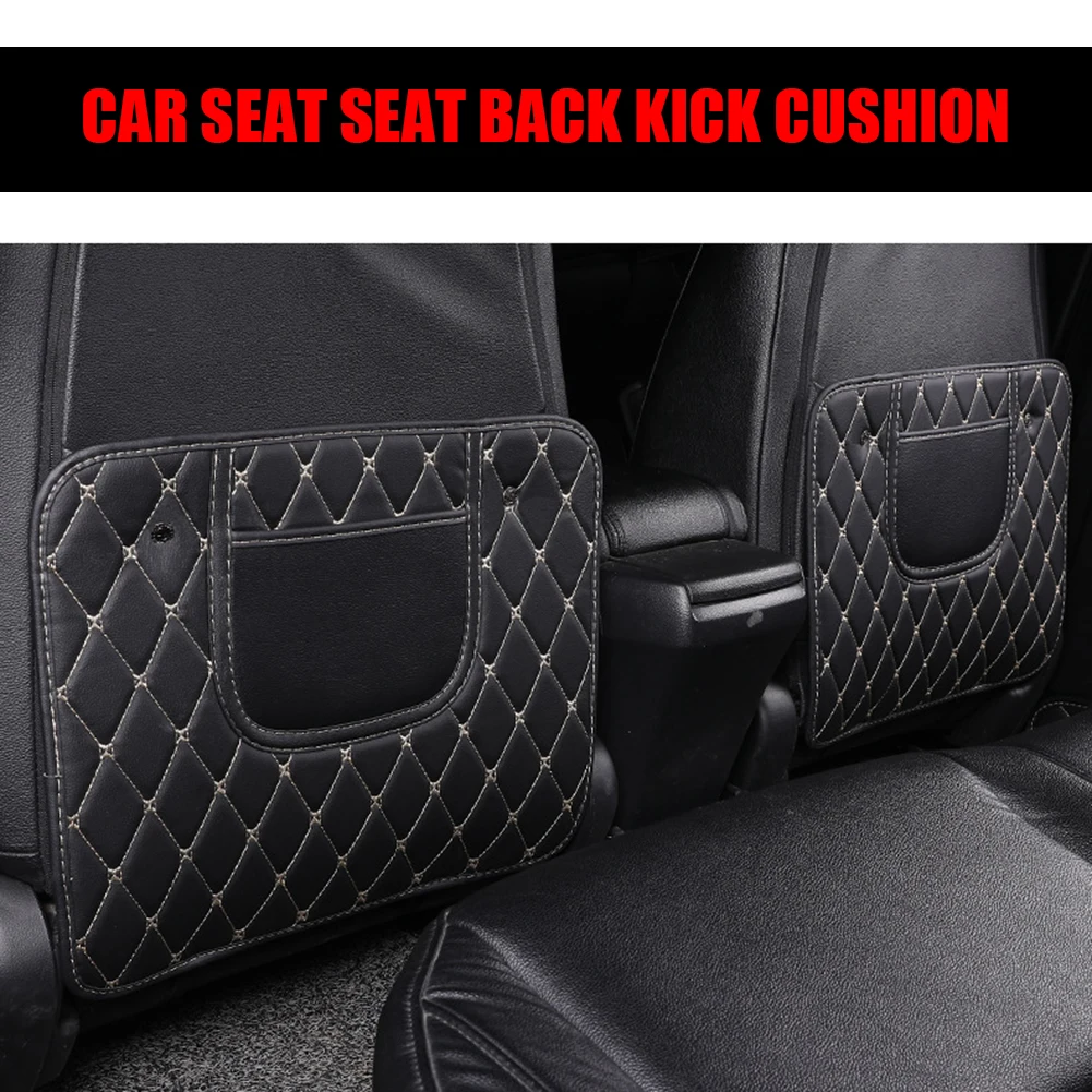 Leather Car Kick Mat with Phone Storage Pocket Auto Seat Back Outdoor Anti-resistance Repairing Parts Protector Cover | Автомобили и