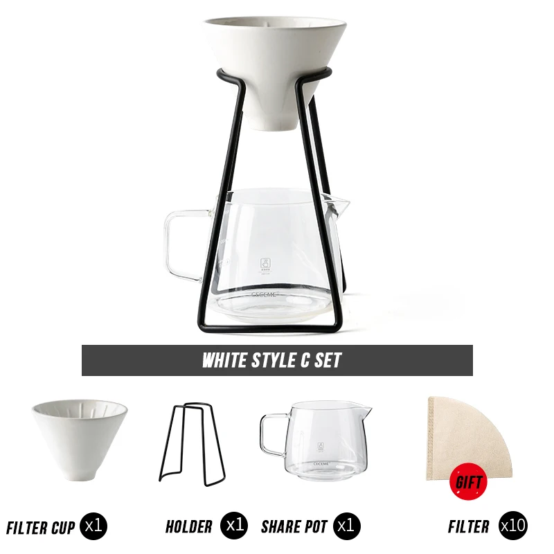 Набор ручных фильтров для кофе с V60 фарфоровыми кофейными ручными пивоваренными