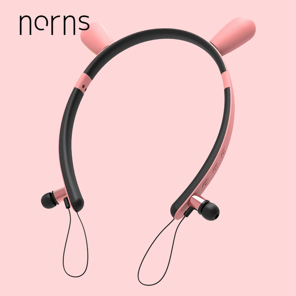 Norns Спорт бег музыка наушники кошка ухо Проводной Шейным гарнитура с микрофоном