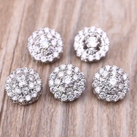 5pcs 12mm crystal rhinestone flower round buttons with loop metal embellishments