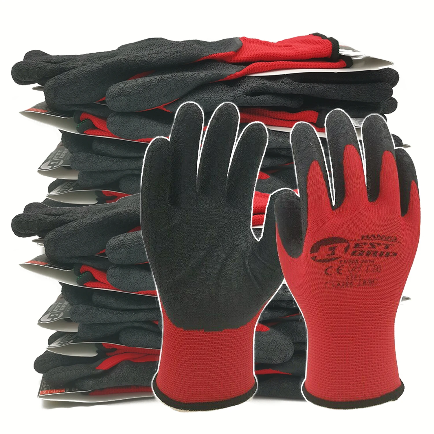 

10 пар Нескользящие утолщенные латексные резиновые защитные рабочие перчатки с покрытием ладонью рабочие перчатки для работы в саду