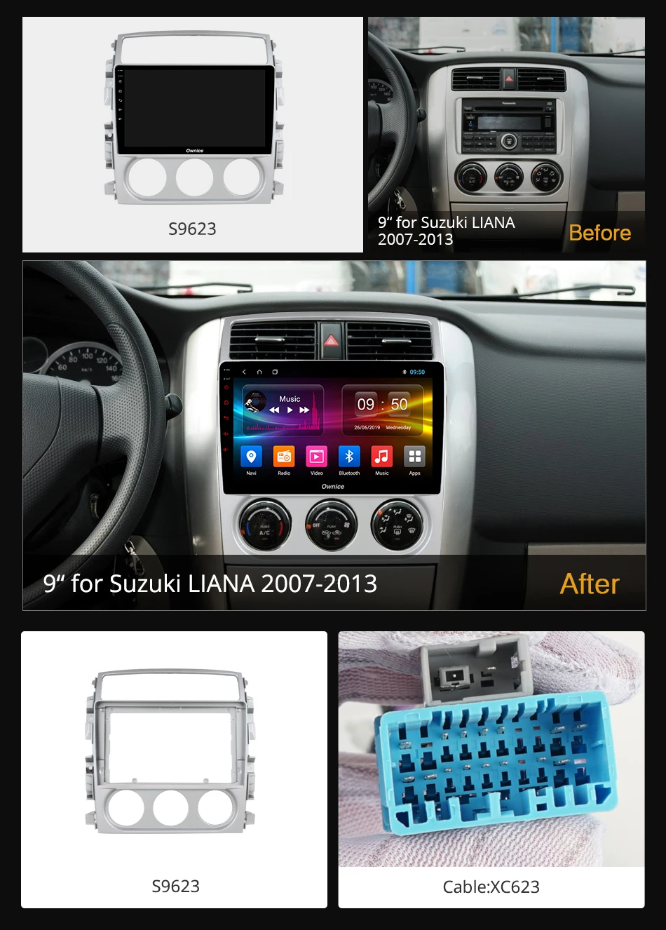 Ownice Octa Core 4G + 64G Android 9 0 Автомобильный dvd стерео плеер для Suzuki Liana 2007 2013 k3 k5 k6 радио 360