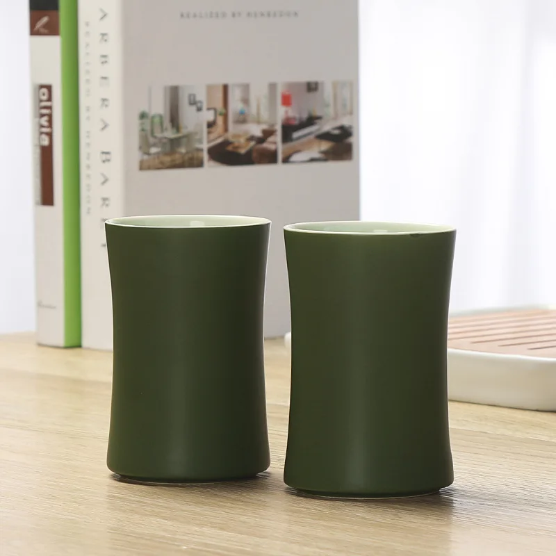 

Creative Ceramic Green Bamboo Section Style Water Mugs Large Capacity Heat Resistant Household and Office Brief Tea Drink Cups