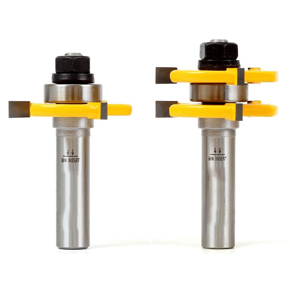 

T-type Router Bit Milling Cutters Alloy steel 2pcs 3 Teeth Tongue And Groove Set
