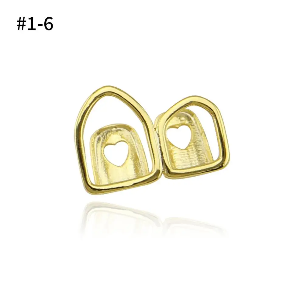 Punk Gold Silver Teeth Grillz Top Bottom Grills Dental Mouth Teeth Caps Cosplay Party Tooth Rapper Jewelry Gift Hip Hop - Окраска металла: Gold6