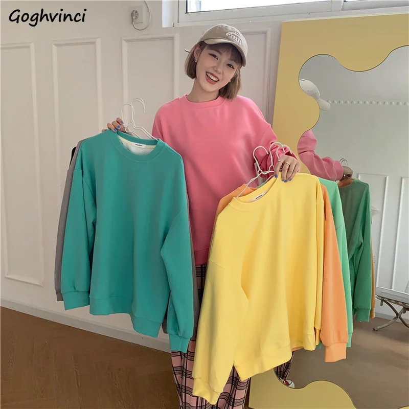 

Свитшот женский Универсальный однотонный с круглым вырезом, 7 цветов