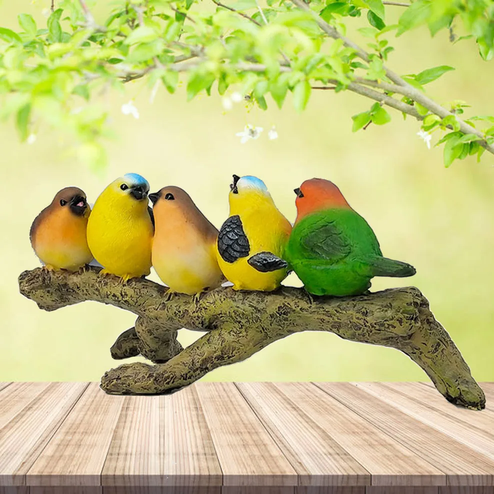 

Simulation Bird Standing On The Branch Ornaments For Living Room Wine Cabinet Modern Home Decor Furnishings Resin Bird Crafts