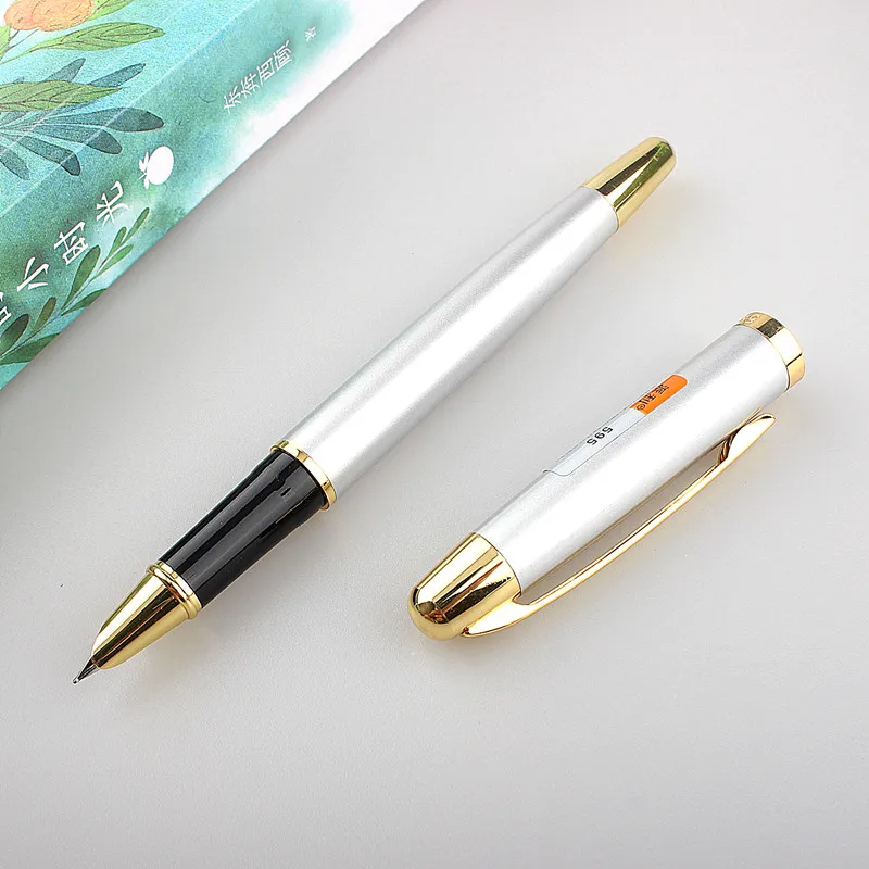 

Fountain Pens Luxury Brand Metal Silver Fine Hooded Nib 0.38mm Writing Ink Pen for School Office