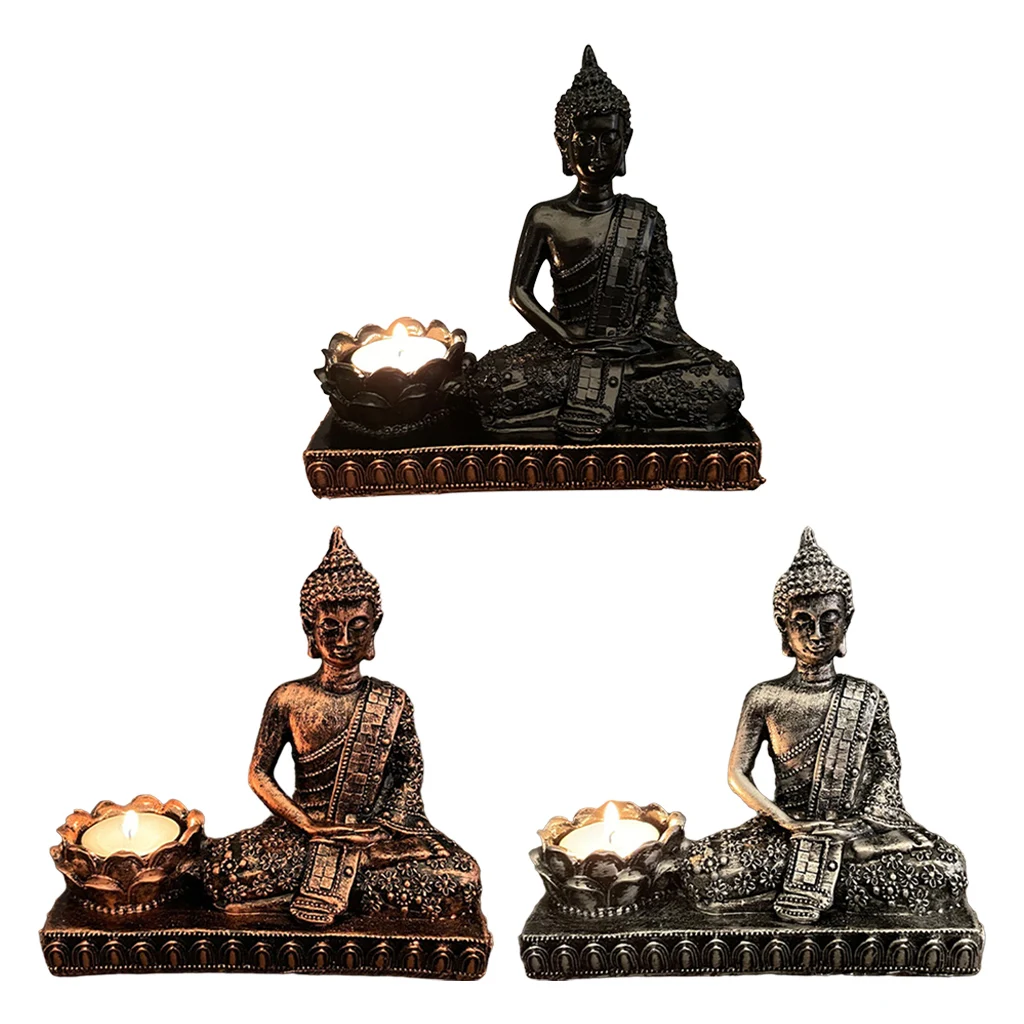 

Resin Buddha Statue Home Decor Tealight Holder Figurine Room Decoration Candle Holder Garden Sculpture