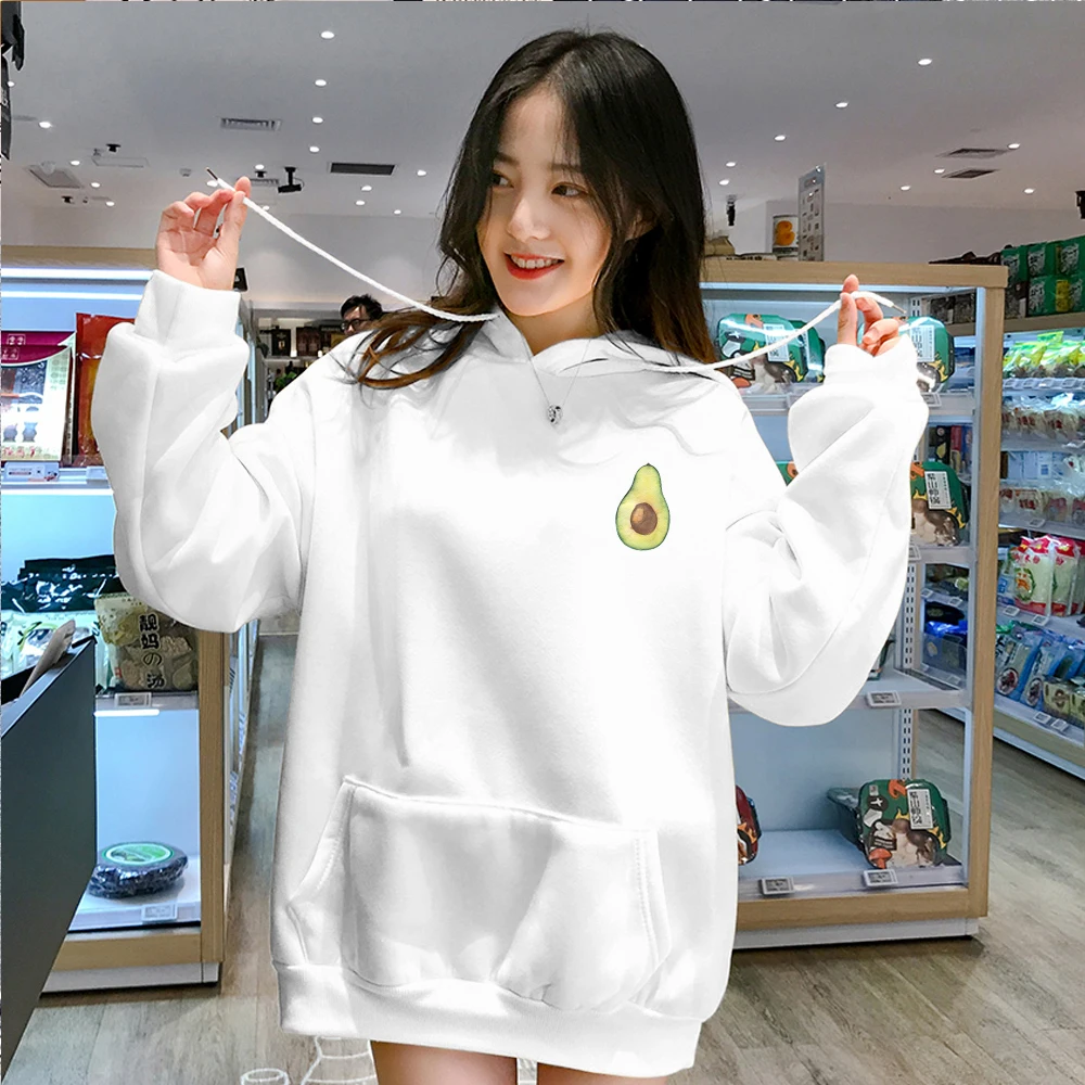 2019 зимние женские толстовки с авокадо милые фрукты в стиле Харадзюку Женский