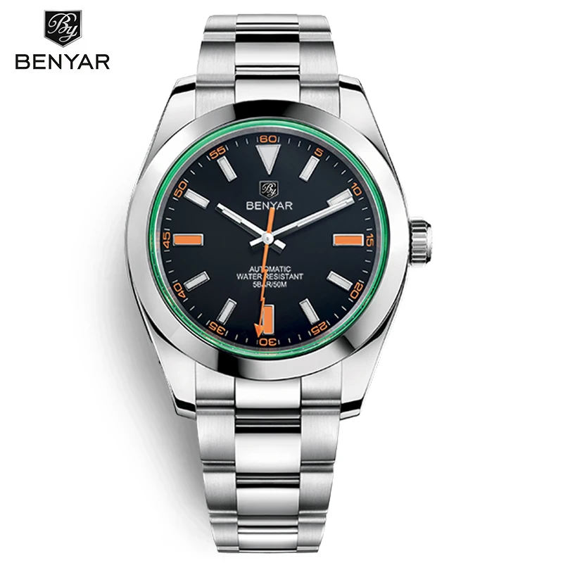 NEW BENYAR Fashion Men's Mechanical Watch Top Brand Luxury Blue Watch Men 50M Waterproof Casual Business Wristwatch reloj hombre
