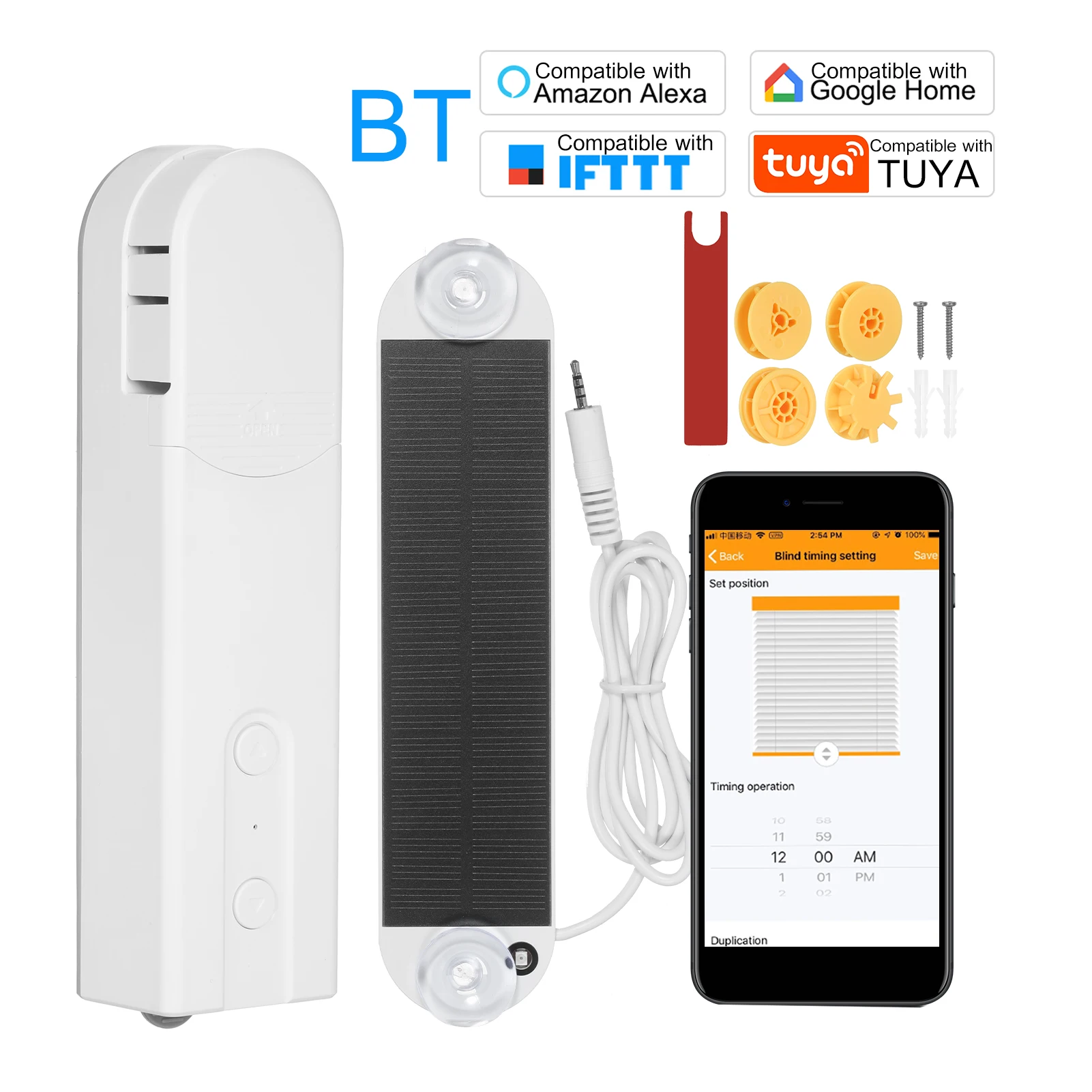 

Tuya WiFi Solar Powered BT Control Smart Blinds Drive Motor Motorized Chain Roller Voice Control Work With Alexa Google Home