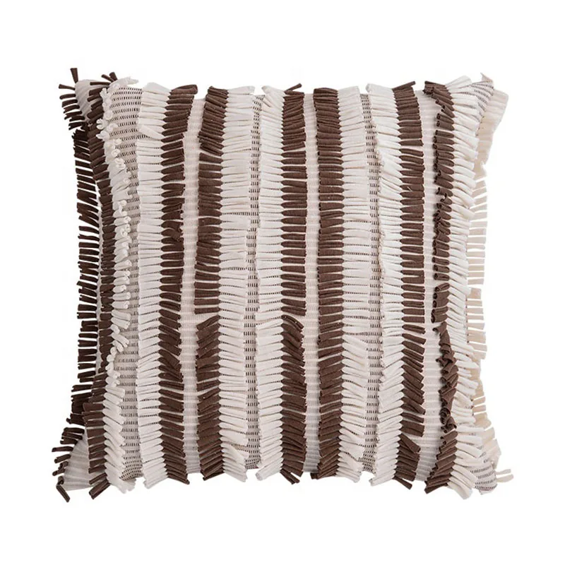 Наволочка с кисточками коричневая розовая синяя желтая квадратная наволочка