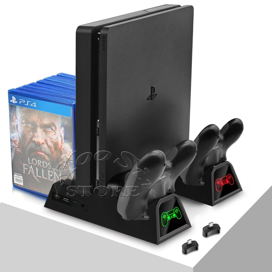 Вертикальная подставка для игровой консоли PS4 S 2 контроллера охлаждающий