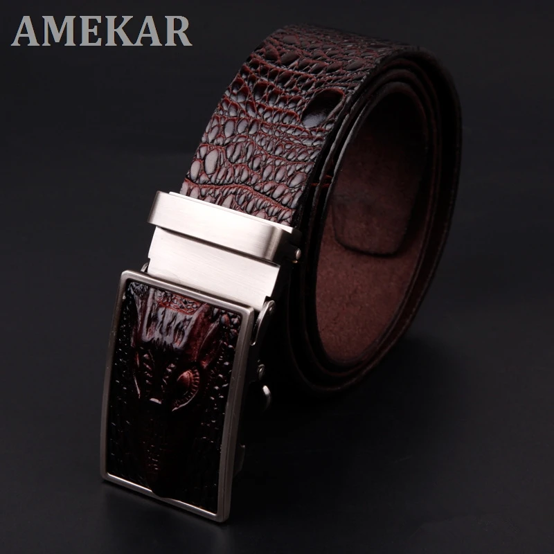 

Designer Belts Men High Quality Male Genuine Leather Strap Waist Crocodile Luxury Famous Brand Wedding Ceinture Homme