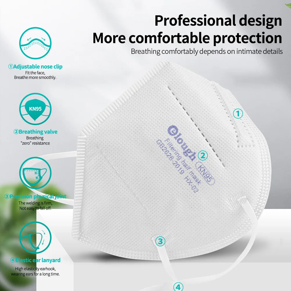 Elough 5 Layers KN95 Mascarillas Certificadas White Resuable FFP2 Masks FFP2Mask CE Approved FPP2 Mask FFP 2 FFP3 | Красота и