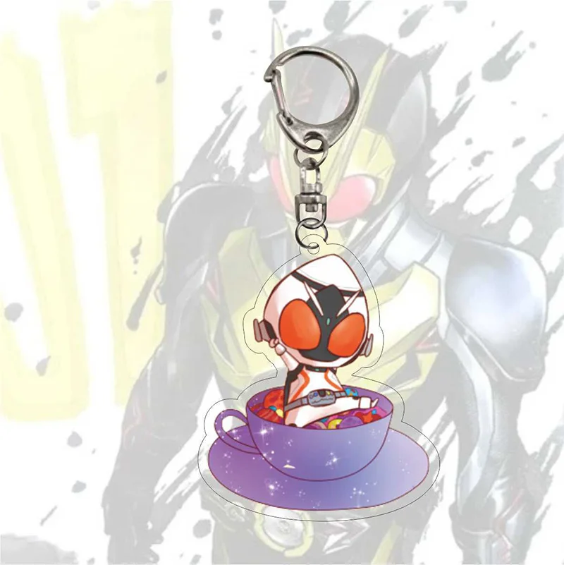 Cool Masked Rider Keychain Anime Acrylic Figure Cartoon Key Pendant Man Kids Bag Car Decoration Popular Charm Keyring | Украшения и