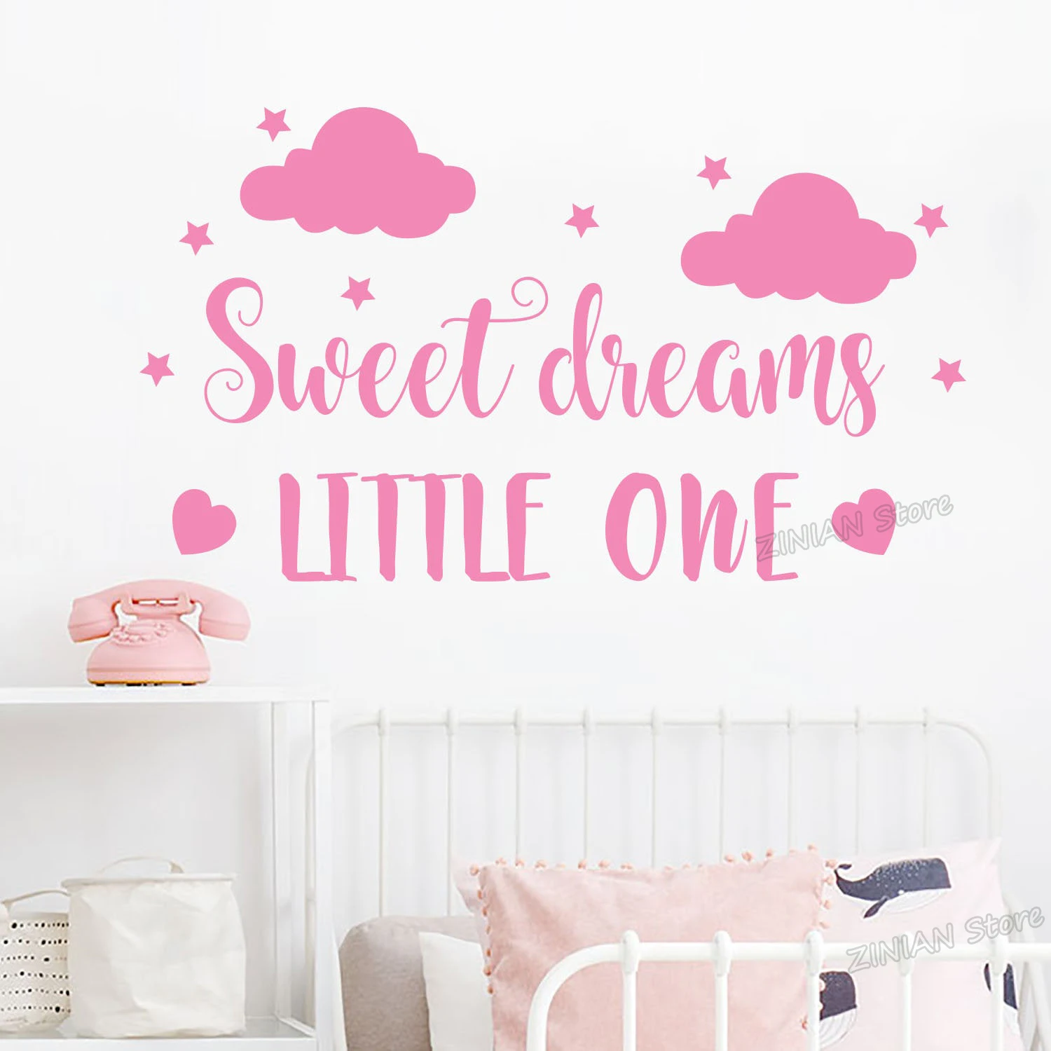 

Sweet Dreams Little One Wall Stickers for Baby Nursery Clouds Star Wall Decal Kids Room Wall Decor Murals Vinyl Art Decals A313