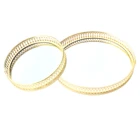 Поднос для духов, ювелирных изделий, зеркальный поднос, декоративный поднос с круглым золотистым металлом для туалетной комнаты, спальни, столешница, Органайзер