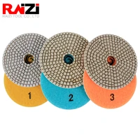 raizi 4 inch100 mm 3 step polishing pads wet marble engineered stone granite diamond polishing pads