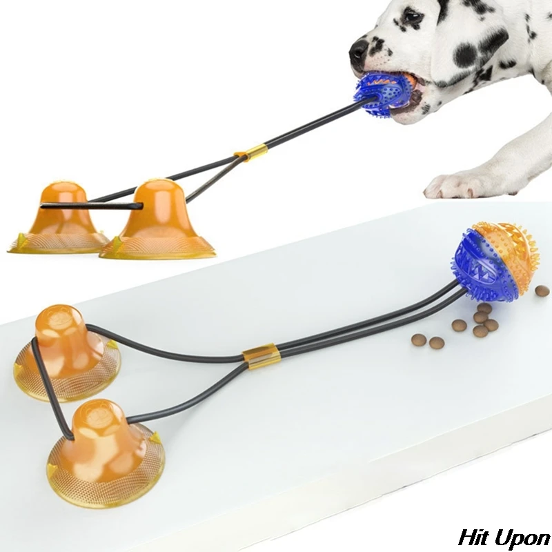 

Double Suction Cup Chew Tug Toys Dog Rope Ball Pull Toy Aggressive Chewers Bite Resistant for Large Dogs Silicon Toothbrush