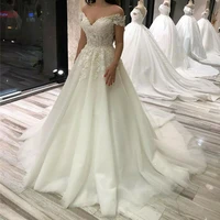 lace pearl wedding dress boho off the shoulder simple vestidos de noiva 2022 bridal gowns for women plus size robe de mari%c3%a9e