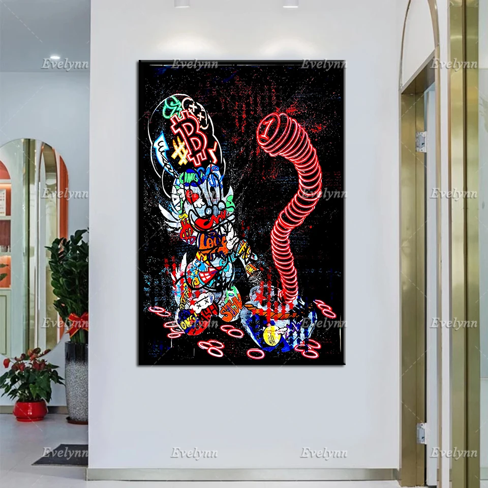 

Duck Dance With Snake Bitcoin Street Art Graffiti Oil Painting Poster And Prints On Canvas Wall Art Modular Pictures Living Room