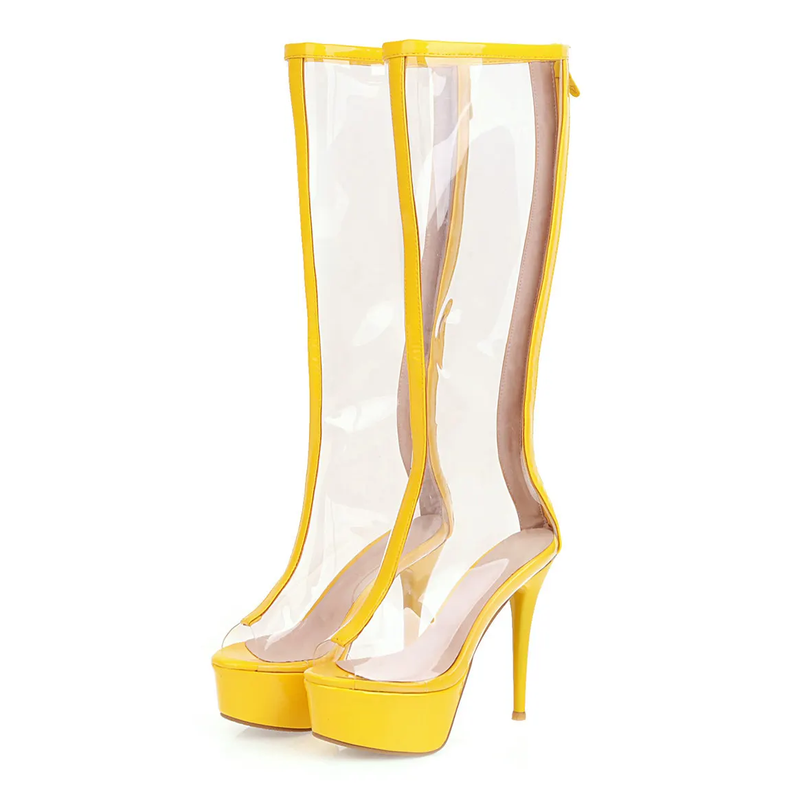 

Season 2020 sexy thin-heeled size transparent fish mouth waterproof