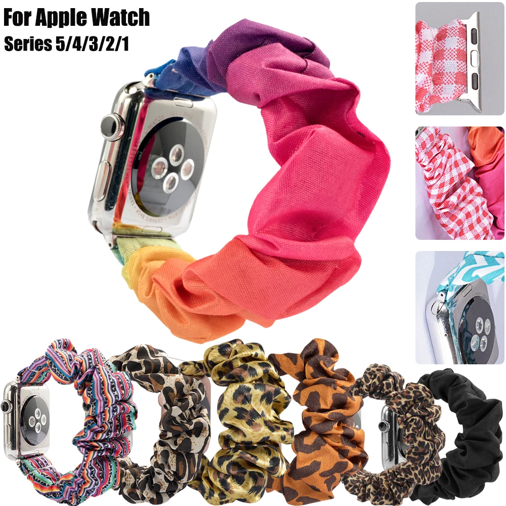 

2020 New Scrunchie Elastic Watch Band Strap Compatible for Apple Watch Series6 5 4 3 2 1 44MM 40MM 42MM 38MM Bracelet for iWatch