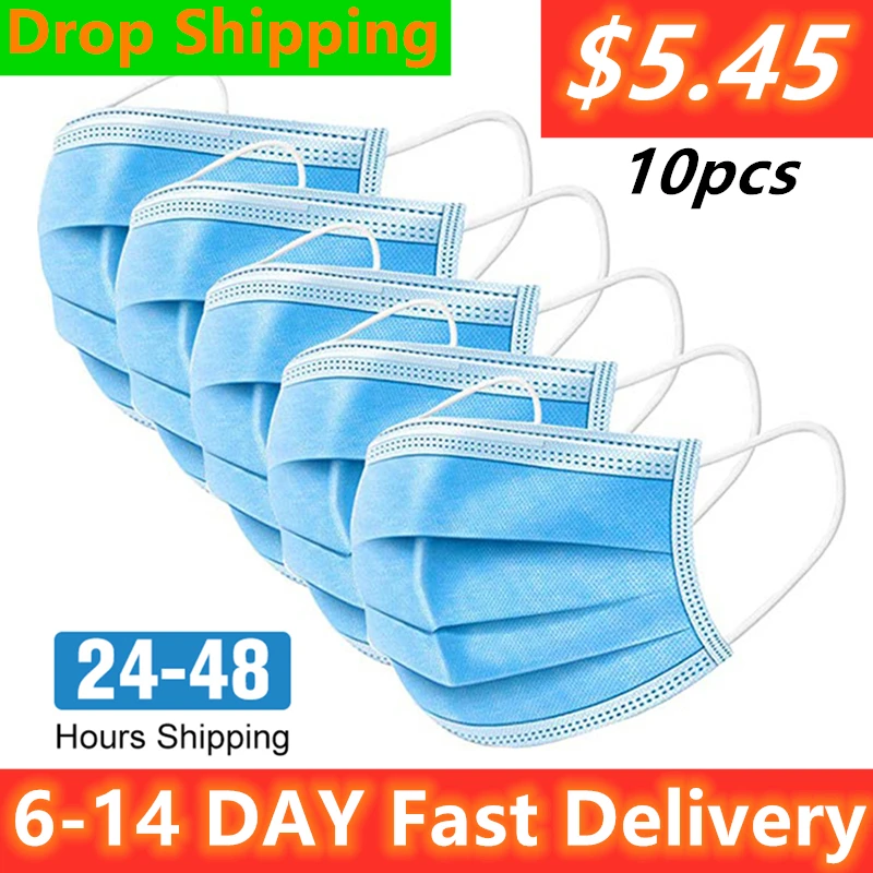 Одноразовые маски 100 шт. 50 маска для рта трехслойная Нетканая эластичная Ушная