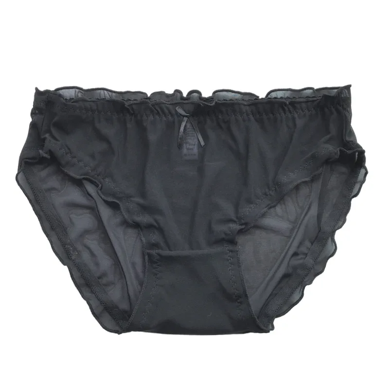 

Basic Classic Mesh Transparent Elastic Underwear Ladies Print Plus Size Mid-waist Lace Panties Underwear Panties Cute