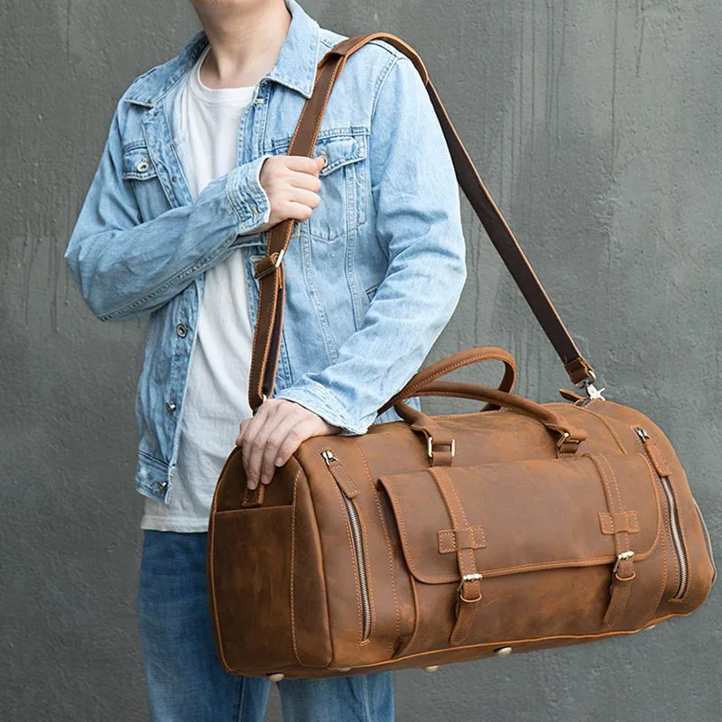 Мужская Дорожная Спортивная Сумка из натуральной кожи с карманом для обуви 20