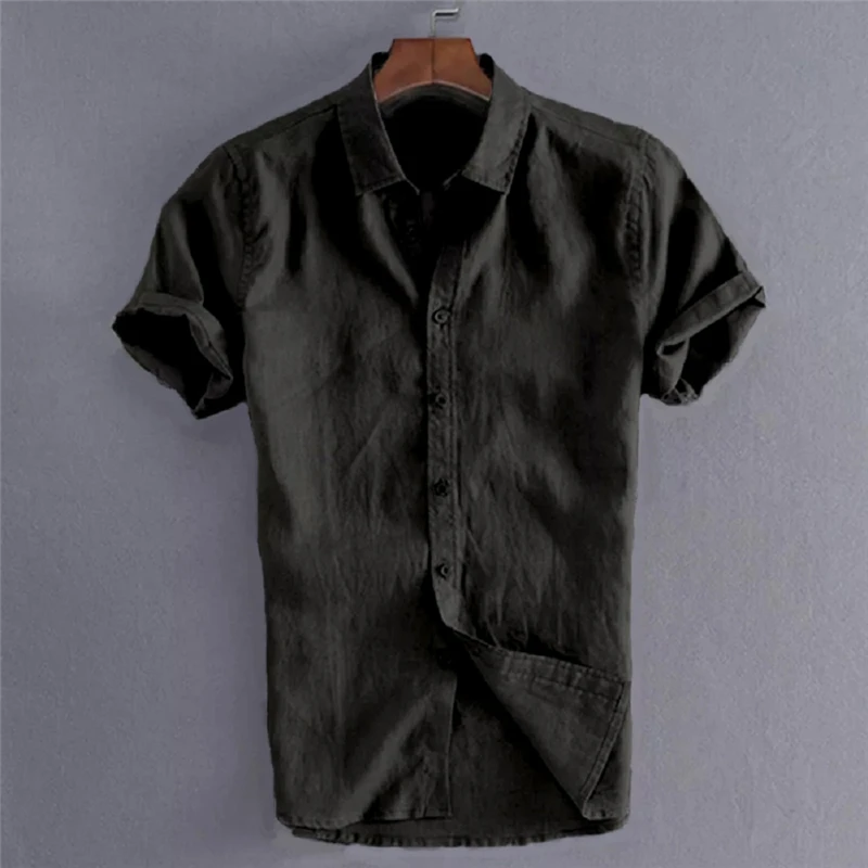 

New Men Summer Tops Solid Shirts Short Sleeve Button Soft Shirts Blouse Men Clothes Casual Slim Fit Shirt Male Tops Plus Size