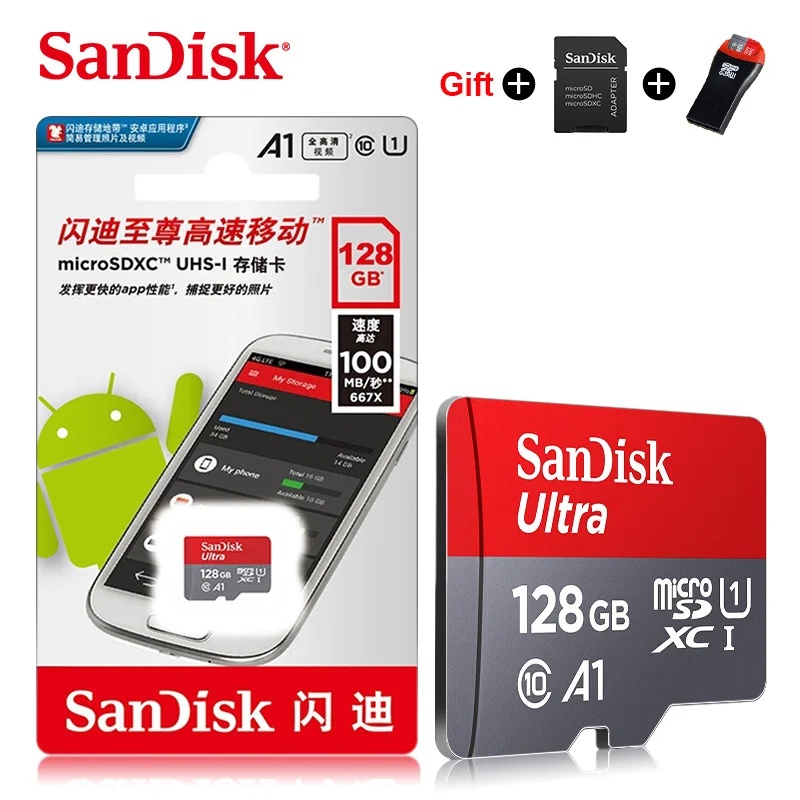 128 ГБ Карта памяти SanDisk 32 ГБ micro sd карта 128 Гб 64 Гб tarjeta micro sd 16 ГБ tf карта класса 10 Флэш-карта - Емкость: 128 ГБ