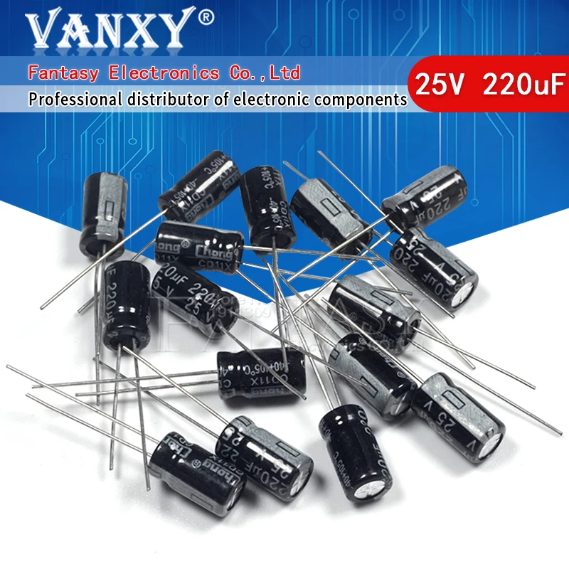 50 шт Высокое качество 25V220UF 6*12 мм 220 мкФ алюминиевая крышка 25В электролитический