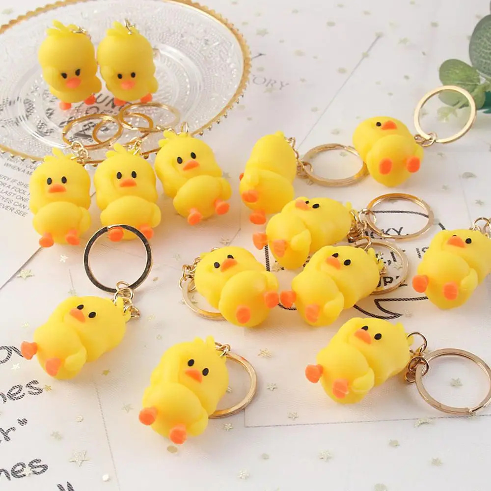 Уникальный маленький брелок милая желтая утка цепочка для ключей танцевальный