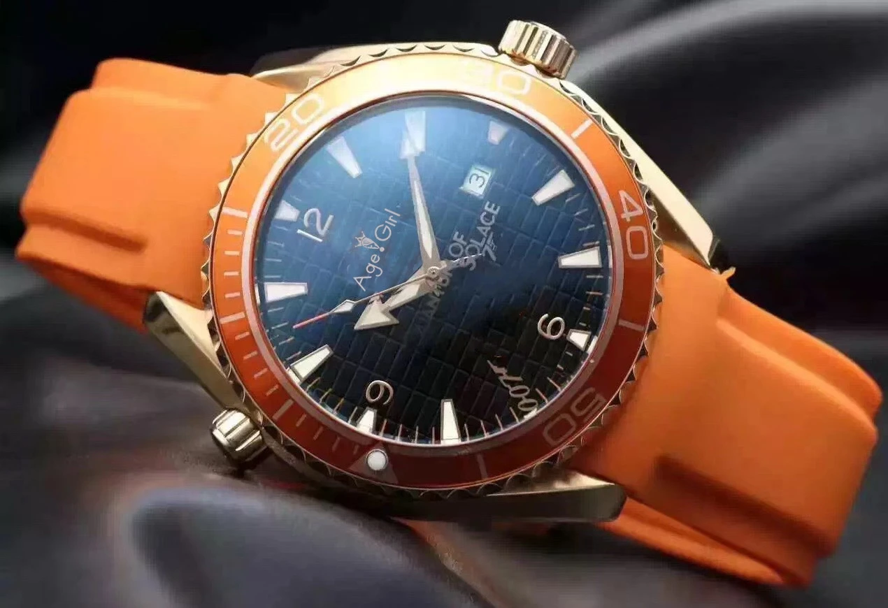 

Luxury New Men Automatic Mechanical Black Silver Blue Rubber Ceramic Bezel Stainless Steel James Bond 007 Sapphire Watch