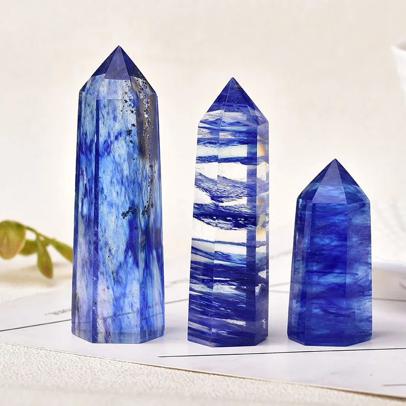 1 шт. натуральный синий плавящий Кристалл точечный шестиугольный искусственный